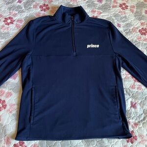 Prince Pickleball Ponte Pullover Men's Medium Navy Dark Blue 1/4 Zip-Up Shirt